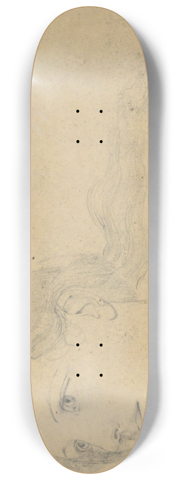Samuel Finley Breese Morse - Study for The Judgment of Jupiter (Marpessa, head, hair streaming behindher 8.25 inch art skate deck