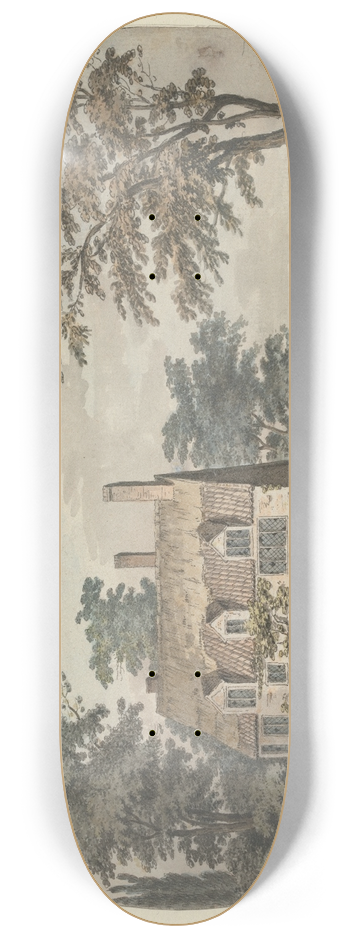 Samuel Hieronymus Grimm - Landscape with Cottage, Bridge and Figures 8.25 inch art skate deck
