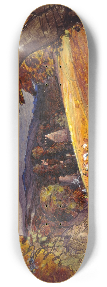 Samuel Palmer - Harvesters by Firelight 8.25 inch art skate deck