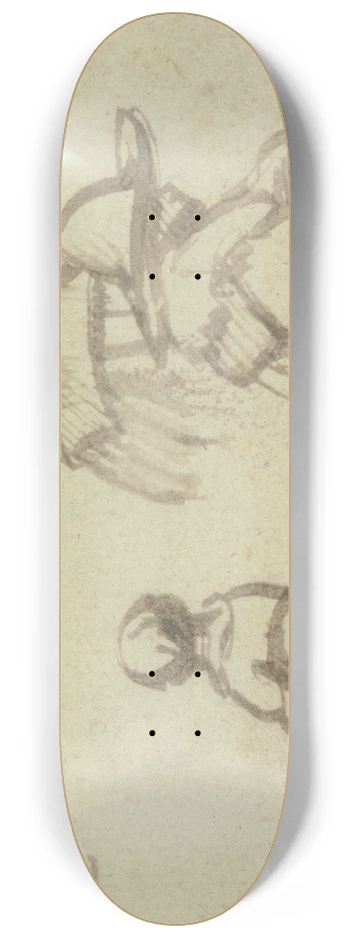 Samuel van Hoogstraten - Three figures 8.25 inch art skate deck