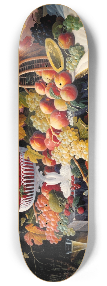 Severin Roesen - Fruit Still Life in a Landscape 8.25 inch art skate deck