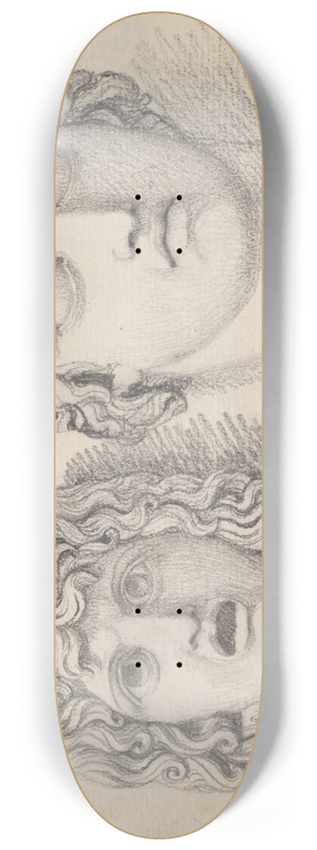 John Flaxman - A Roman Tragic Mask and a Male Head 8.25 inch art skate deck