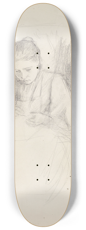 Signe Scheel - Woman sewing 8.25 inch art skate deck