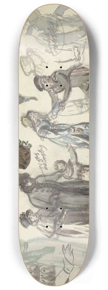 Simon Andreas Krausz - Kostuumstudies van een dame en een heer 8.25 inch art skate deck