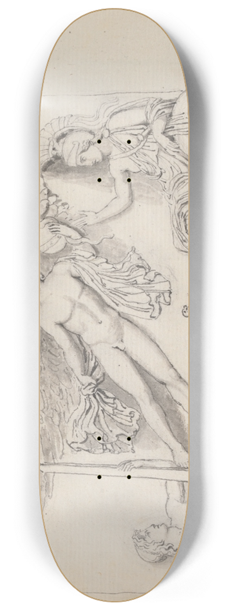 John Flaxman - The Apotheosis of Antonius Pius and Faustina, Column of Antonius Pius, Piazza Montecitorio, Rome 8.25 inch art skate deck