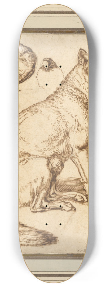 Sinibaldo Scorza - A Wolf and Two Doves 8.25 inch art skate deck
