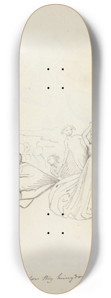 John Flaxman - Titania. Not for thy Kingdom.Fairies, away; 8.25 inch art skate deck