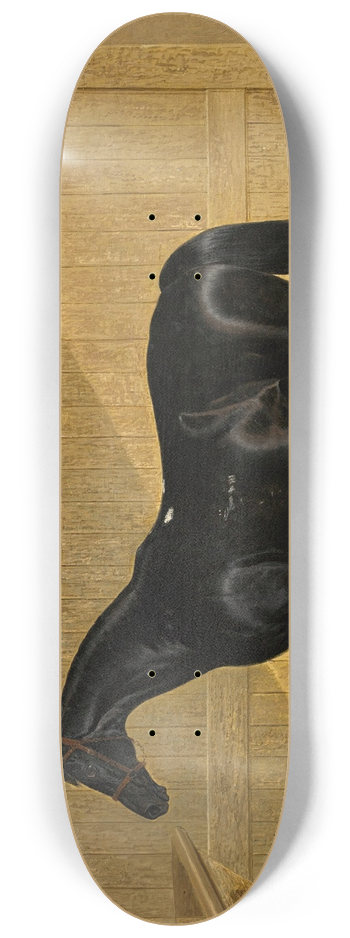 John Frederick Herring Snr. - Black Horse In A Stable 8.25 inch art skate deck