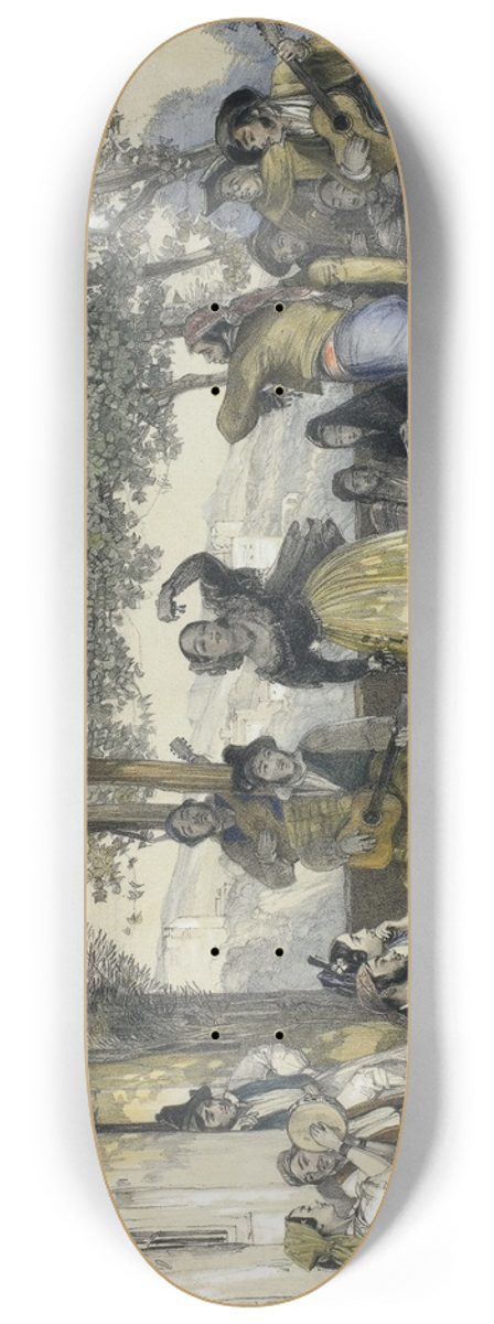 John Frederick Lewis - Spanish Peasants Dancing the Bolero 8.25 inch art skate deck