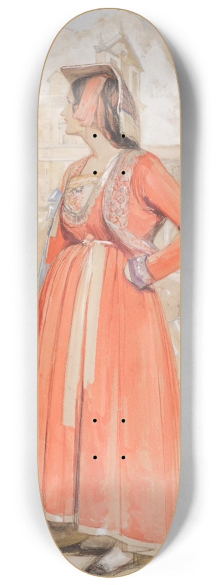 John Frederick Lewis - Study Of A Young Neapolitan Woman In Rome 8.25 inch art skate deck