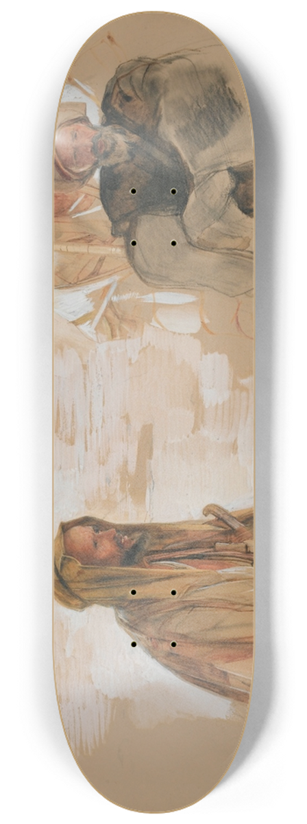 John Frederick Lewis - Study Of Three Arabs 8.25 inch art skate deck