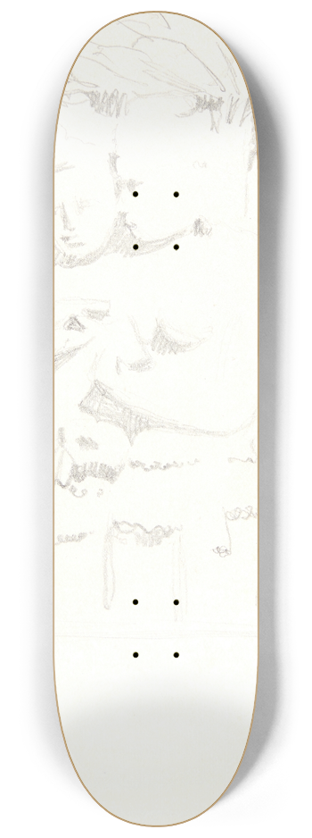Svend Rathsack - Gruppe med to figurer Studieblad efter relieffer i Borobudur, Java 8.25 inch art skate deck