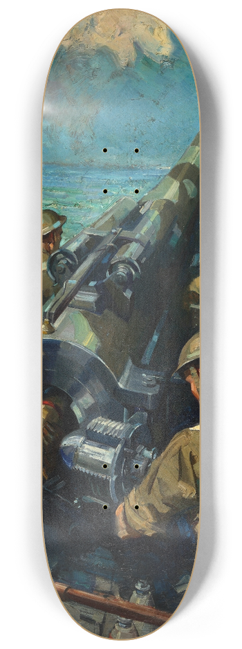 Terence Cuneo - Coastal battery scene 8.25 inch art skate deck