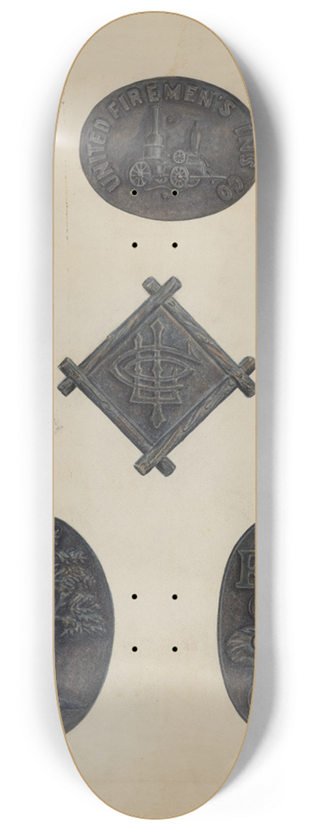 American 20th Century - Firemarks 8.25 inch art skate deck