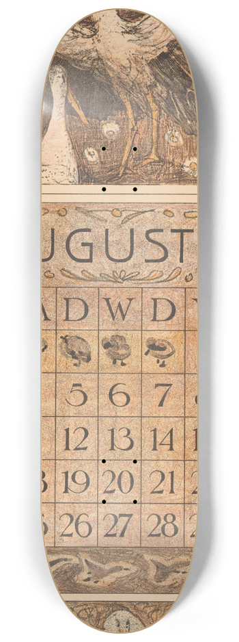 Theo van Hoytema - Kalenderblad augustus met ooievaars 8.25 inch art skate deck