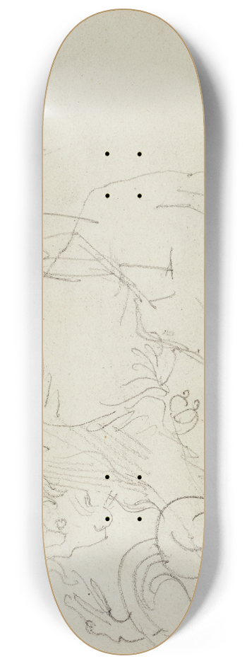 Thodore Gricault - Lion attacking a snake over nude figure study 8.25 inch art skate deck