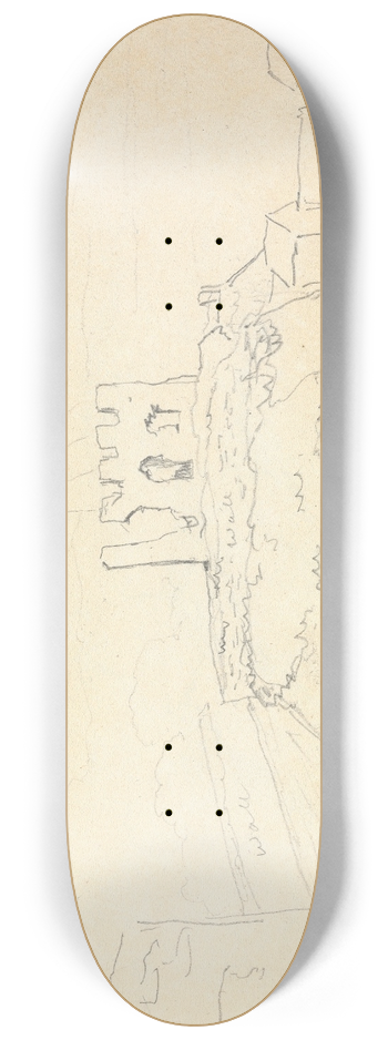 Thomas Bradshaw - Sketch of Castle Ruins 8.25 inch art skate deck