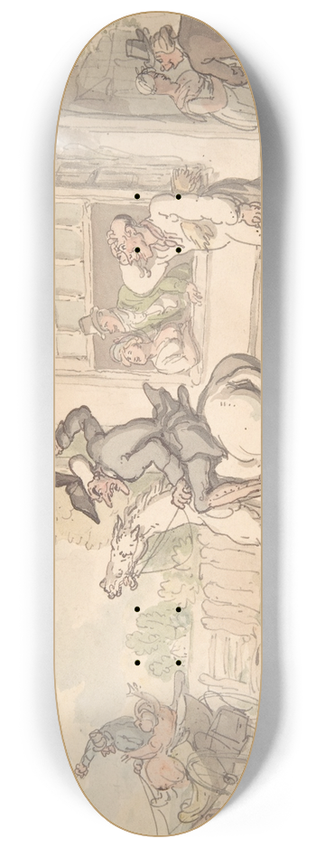 Thomas Rowlandson - Dr. Syntax with a Balky Horse Before an Inn 8.25 inch art skate deck
