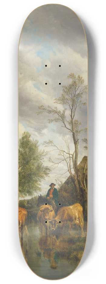 Thomas Sidney Cooper - A Brook in the Meadows 8.25 inch art skate deck