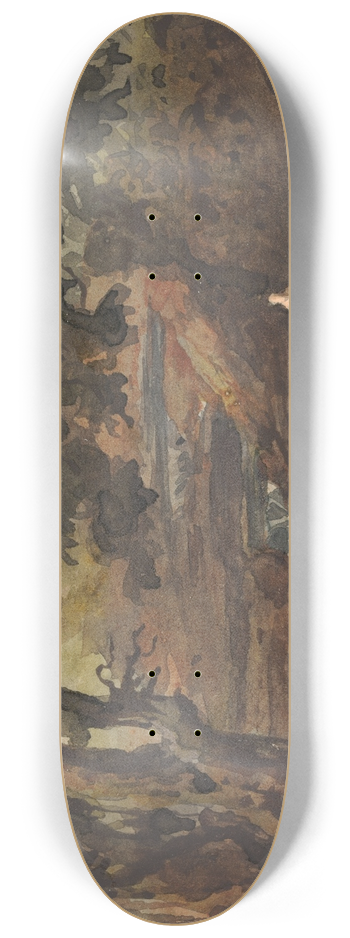 Thomas Sully - Two Figures in Stream, Bordered by Large Trees 8.25 inch art skate deck