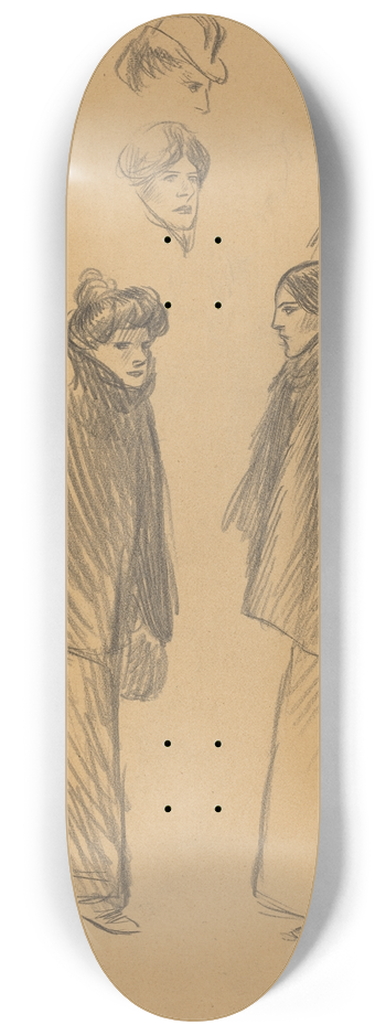Thophile Alexandre Steinlen - Figure Studies (recto) 8.25 inch art skate deck