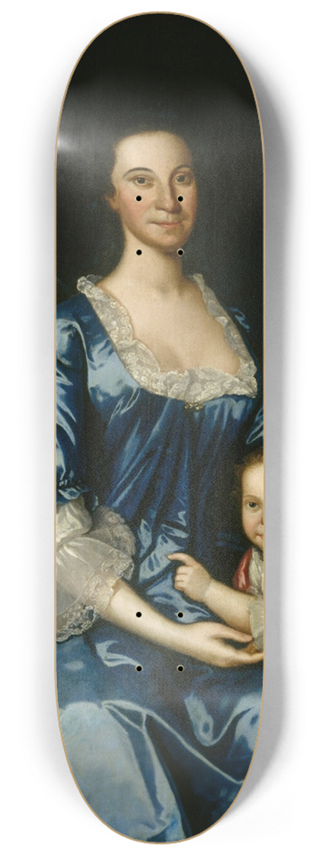 John Hesselius - Portrait of Mrs. Matthew Tilghman (Anna Lloyd, 17241794) and Her Daughter, Anna Maria (17551843) 8.25 inch art skate deck