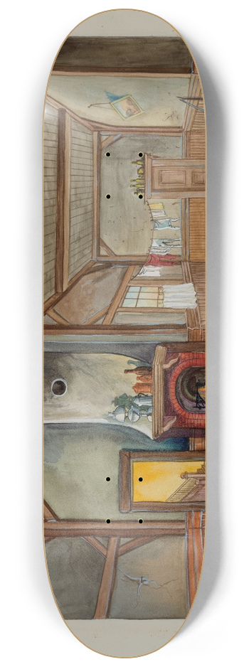 Vera Van Voris - Backdrop for Puppet Show 8.25 inch art skate deck