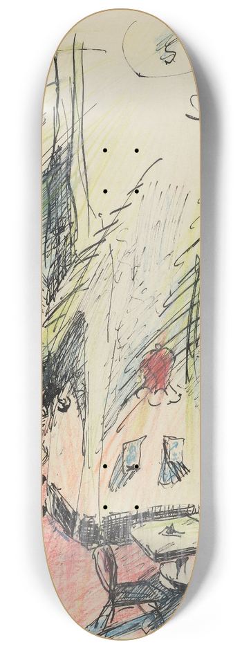 Walter Gramatt - Das leere Caf (The Empty Caf) 8.25 inch art skate deck