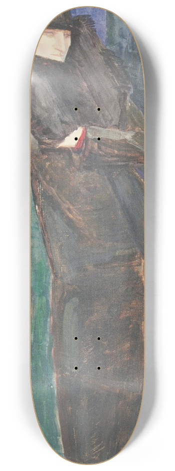Walther Gamerith - Stehende Dame mit Pelzkragen und schwarzem Hut 8.25 inch art skate deck
