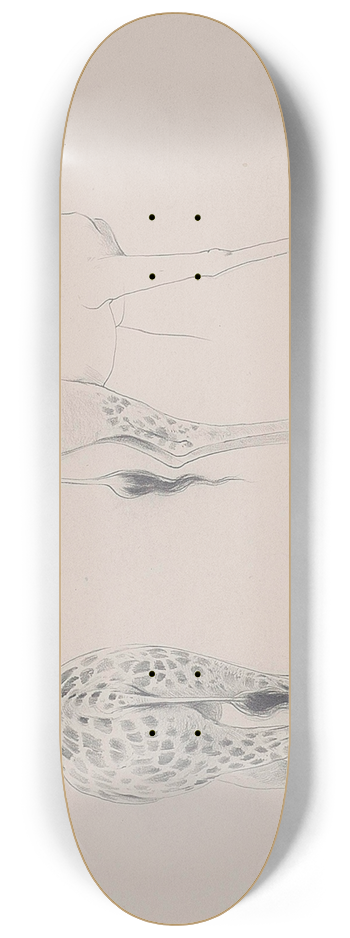 Wilhelm Kuhnert - A study of two giraffes 8.25 inch art skate deck