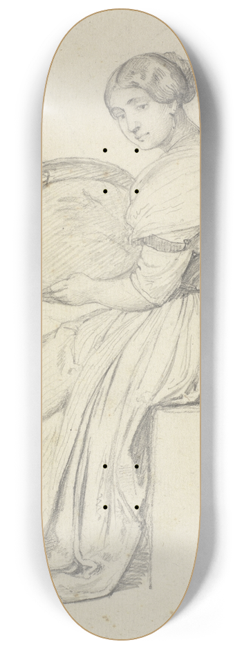 Wilhelm Marstrand - Siddende kvinde med tamburin 8.25 inch art skate deck