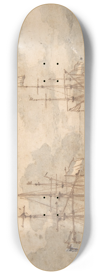 Willem van de Velde the Younger - Dutch Ships at Anchor 8.25 inch art skate deck