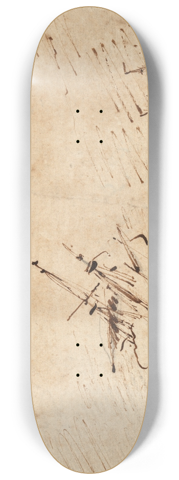 Willem van de Velde the Younger - Ships in a storm 8.25 inch art skate deck