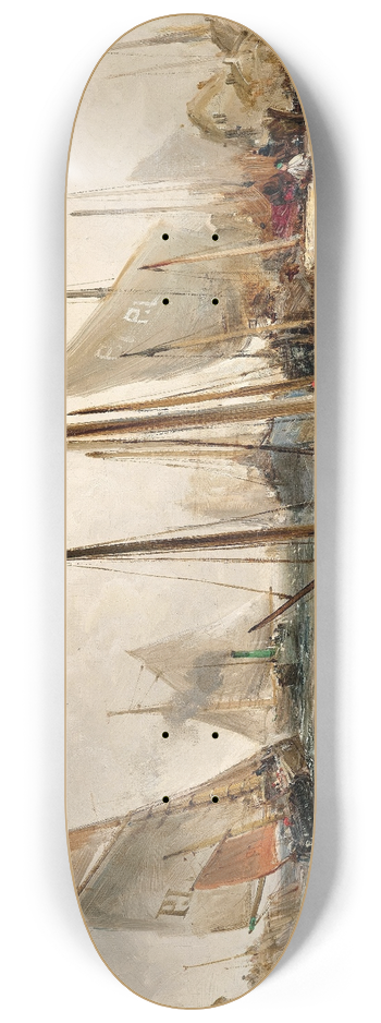 William Edward Webb - Fishermen in the harbour 8.25 inch art skate deck