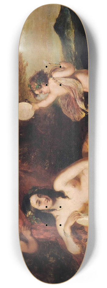 William Etty - Satyr spying on a reclining nymph 8.25 inch art skate deck