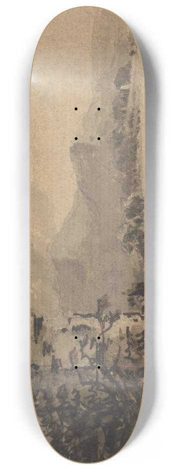 William Gilpin - Classical Landscape with Two Figures on Horseback at Right 8.25 inch art skate deck