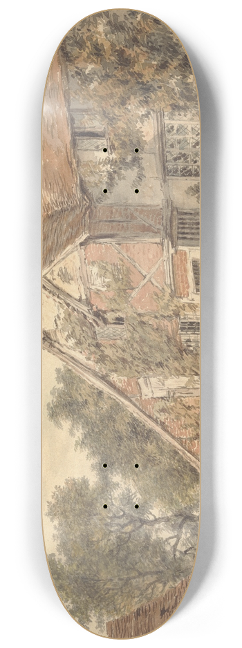 William Henry Hunt - A Farmhouse 8.25 inch art skate deck
