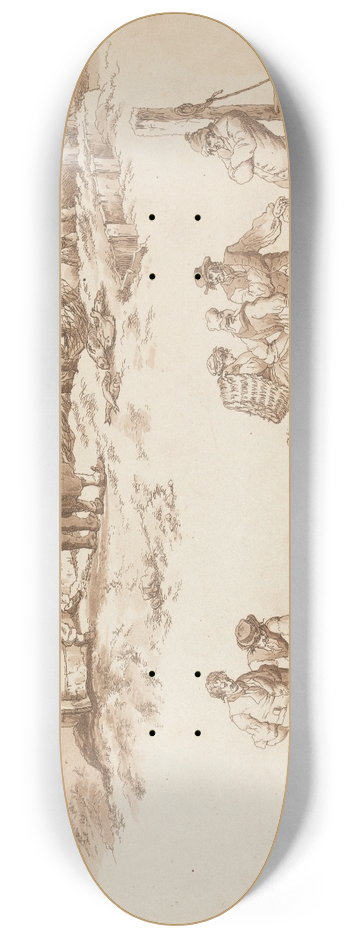 William Henry Pyne - Fishermen 8.25 inch art skate deck