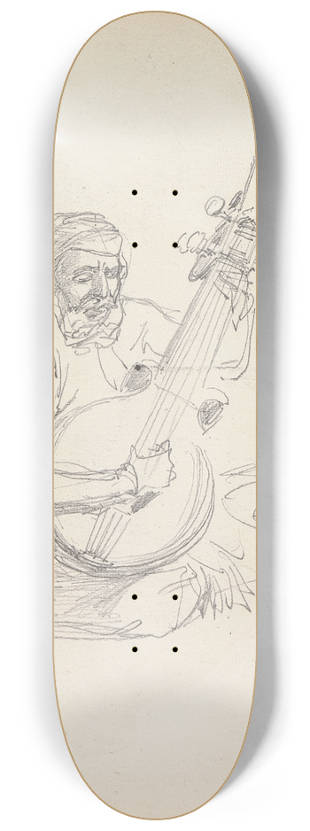 William Simpson - Study of a Rababi Musician 8.25 inch art skate deck