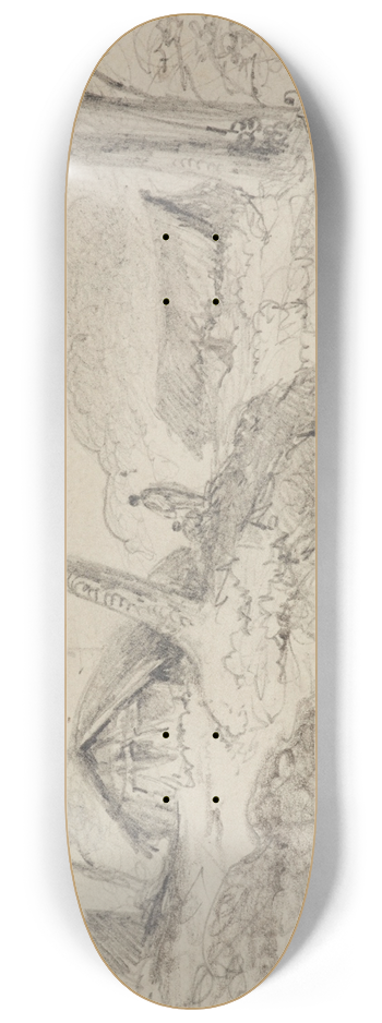 William Swainson - Huts at the Mangaroa Bridge 8.25 inch art skate deck