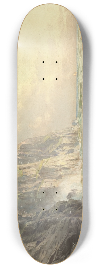 William Trost Richards - Rocky Cliff with Stormy Sea, Cornwall 8.25 inch art skate deck