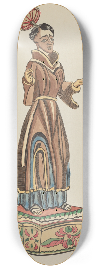 American 20th Century - Plate 37  St. Anthony Bulto  From Portfolio Spanish Colonial Designs of New Mexico 8.25 inch art skate deck