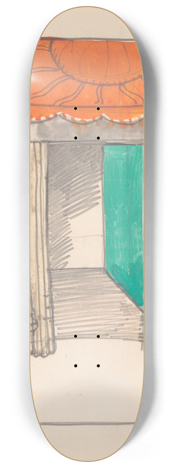 Winold Reiss - Design for miscellaneous interior.] [Sketch of interior 8.25 inch art skate deck