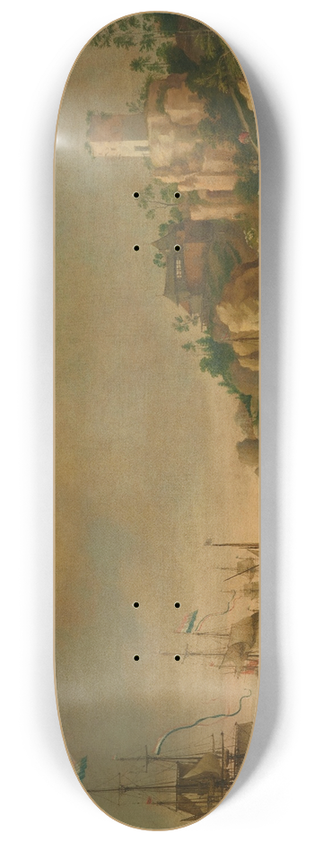 Adam Willaerts - Dutch ships in front of a rocky coast with figures, buildings beyond 8.25 inch art skate deck