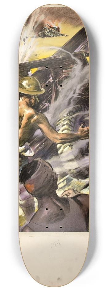 John Nunney - Battle scene 8.25 inch art skate deck