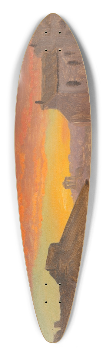 Frederic Edwin Church - Rome, Rooftops at Sunset 39.3 inch art pintail longboard deck