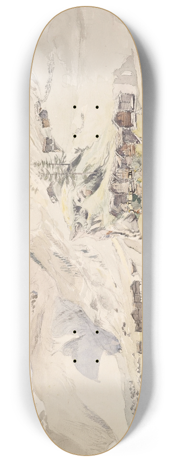 John Ruskin - An Alpine Valley, the Matterhorn in the Distance 8.25 inch art skate deck