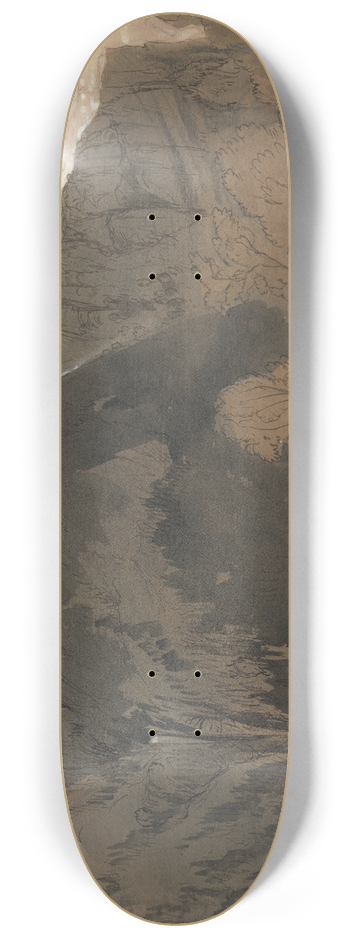 John Ruskin - Mountainous Landscape. 8.25 inch art skate deck