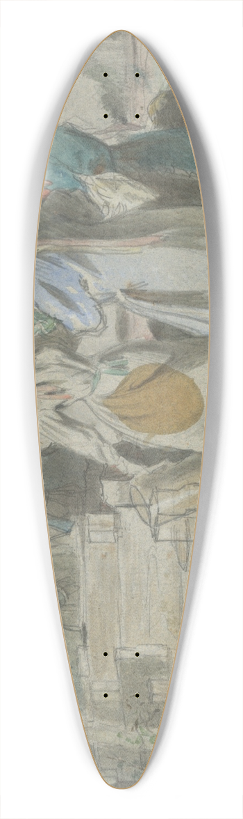 Friedrich Carl von Scheidlin - Meeting at a Well 39.3 inch art pintail longboard deck