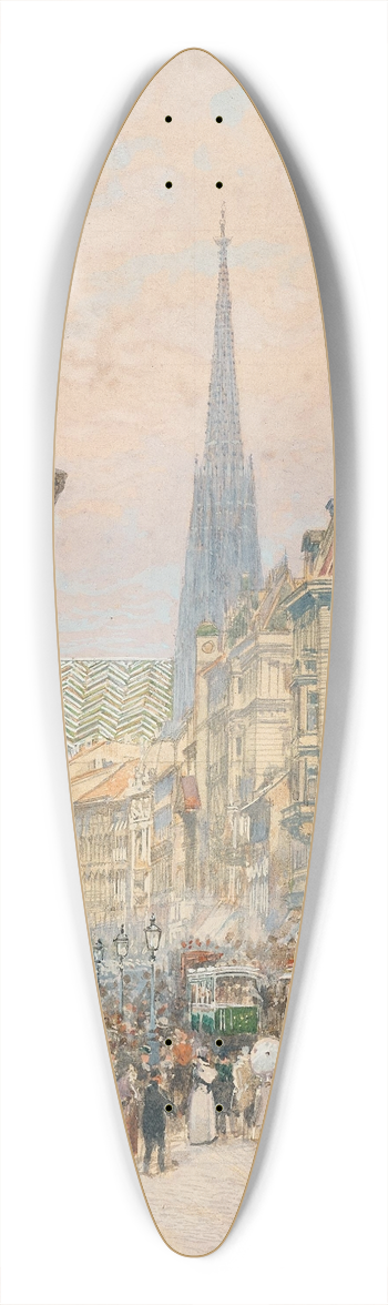 Friedrich Frank - Vienna, Krntnerstrasse, a view from the opera to Saint Stephens cathedral 39.3 inch art pintail longboard deck